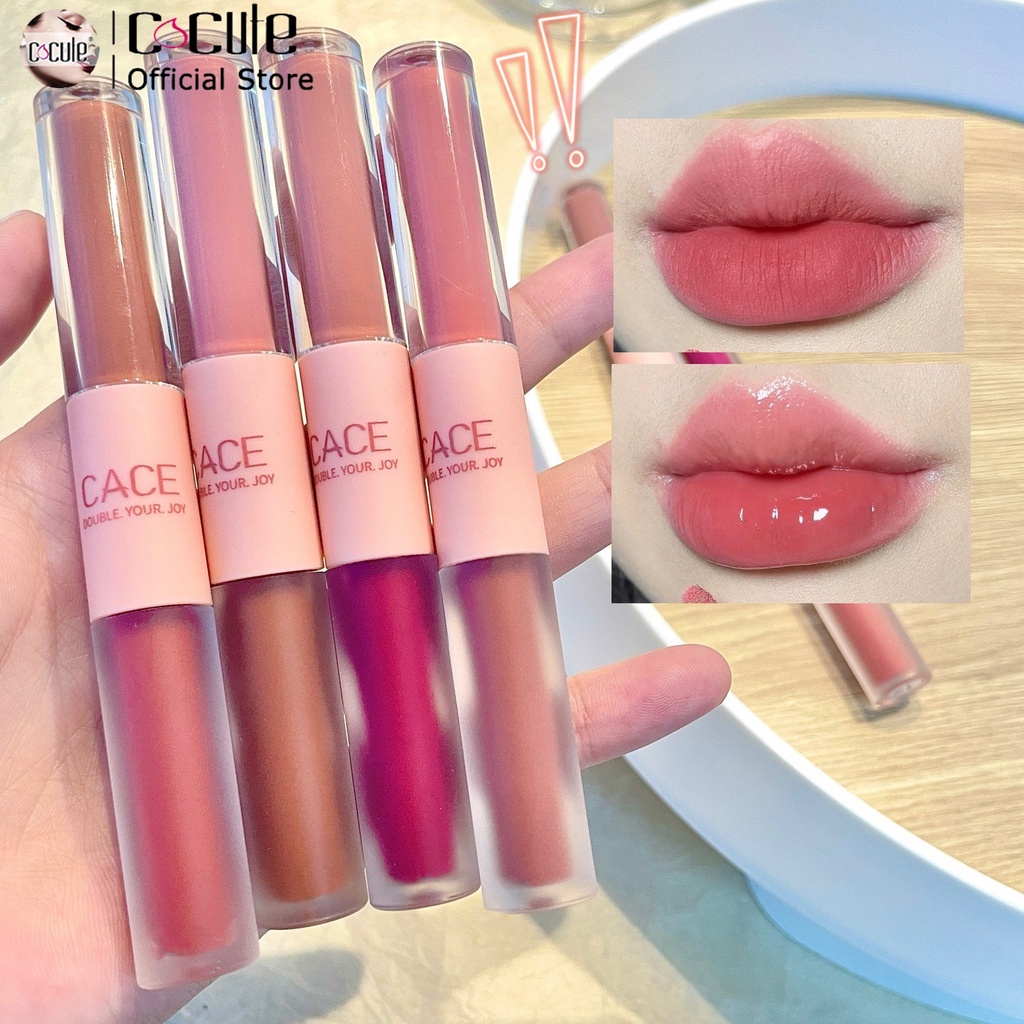 Durable Quality Matte Mirror Lip Liquid Glaze Double Heads Gloss Non-Stick Mud Beauty 2 Colors Makeup Waterproof Premium - Image 3