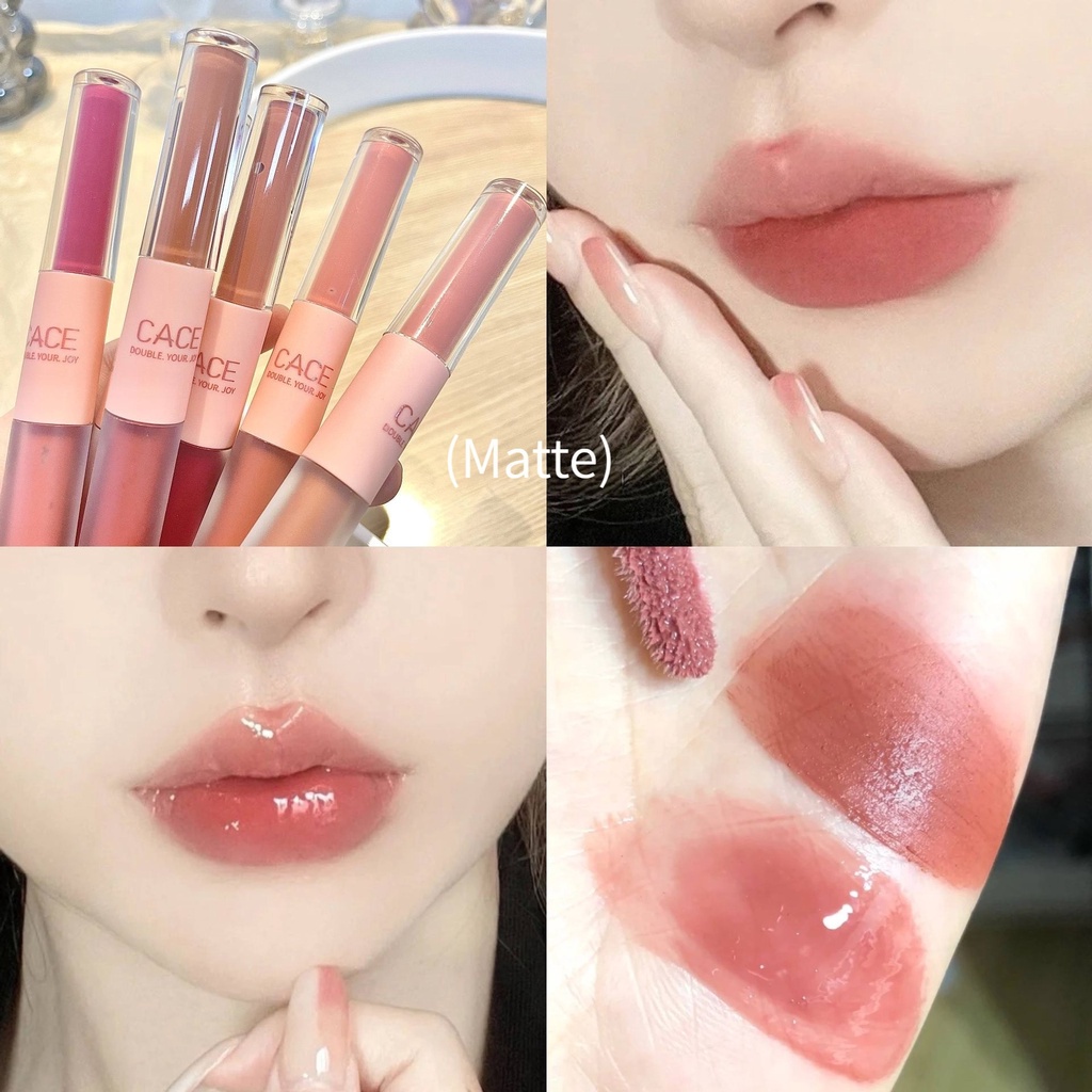 Durable Quality Matte Mirror Lip Liquid Glaze Double Heads Gloss Non-Stick Mud Beauty 2 Colors Makeup Waterproof Premium - Image 5