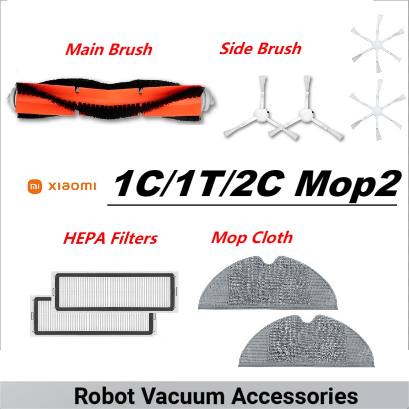 Versatile Have Xiaomi 1C / 1T 2C Mop2 Mi Vacuum Robot Main Brush Side Mop Cloth Hepa Filter STYTJ01ZHM /STYTJ02HM /ST... - Image 3