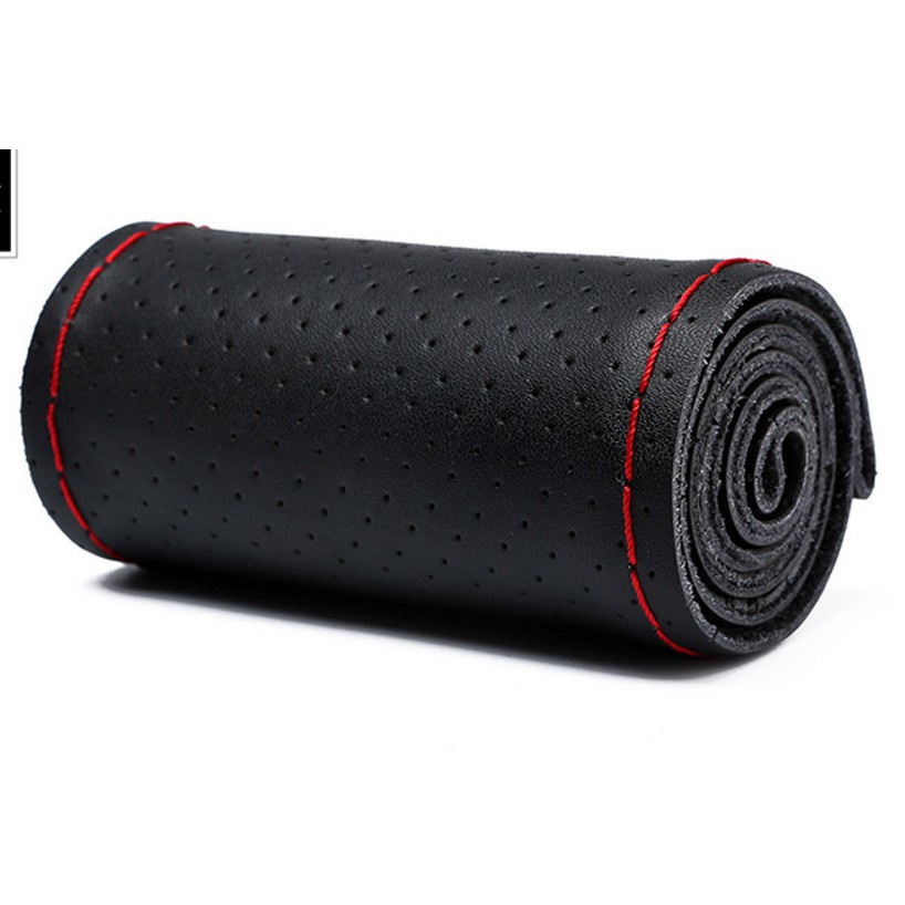 MURAH.... DIY fit 38cm Steering Wheel Car Cover Genuine Leather Cowhide With Needles