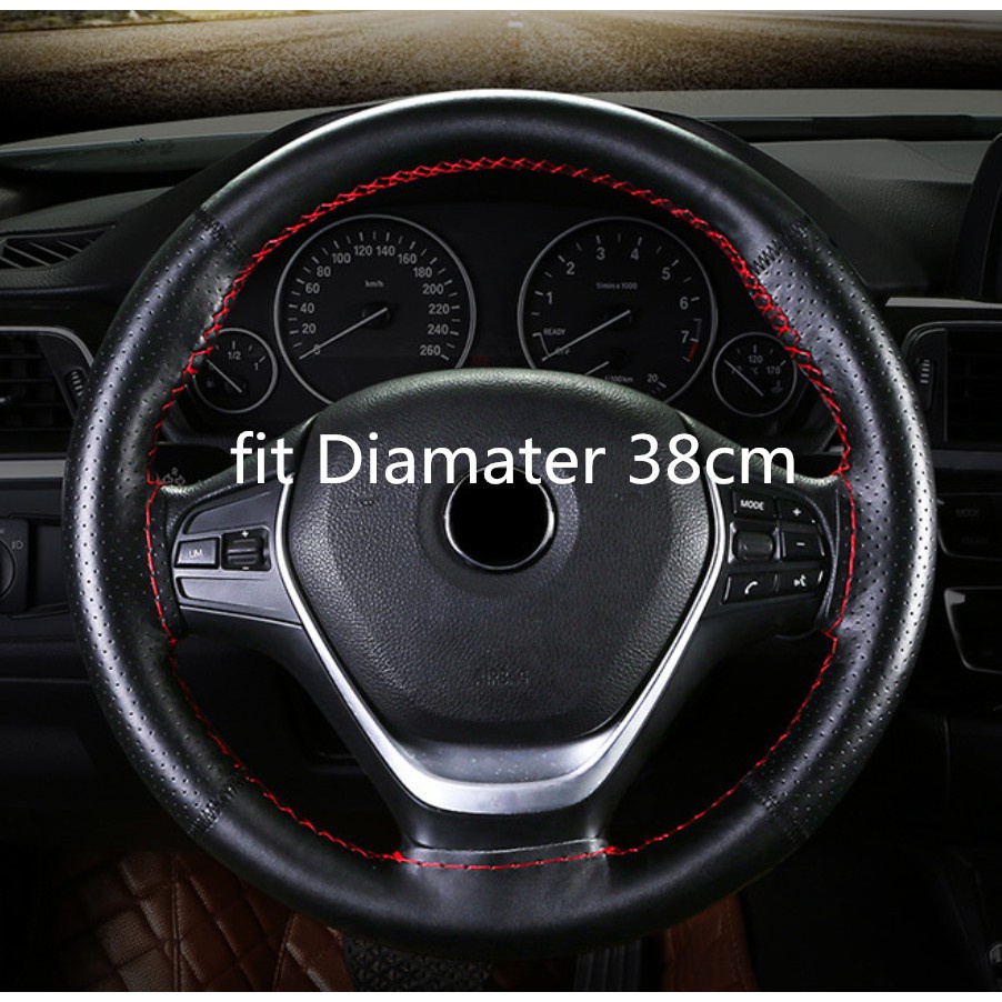 Quality Multi MURAH DIY fit 38cm Steering Wheel Car Cover Leather Cowhide Needles Durable Versatile - Image 3