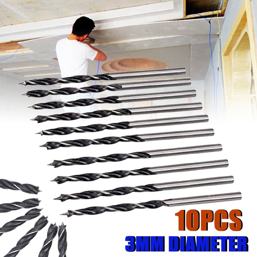 Tool Workshop 10pcs New 3mm Diameter Woodworking Twist Drill Bit Wood Drills Center Point - Image 2