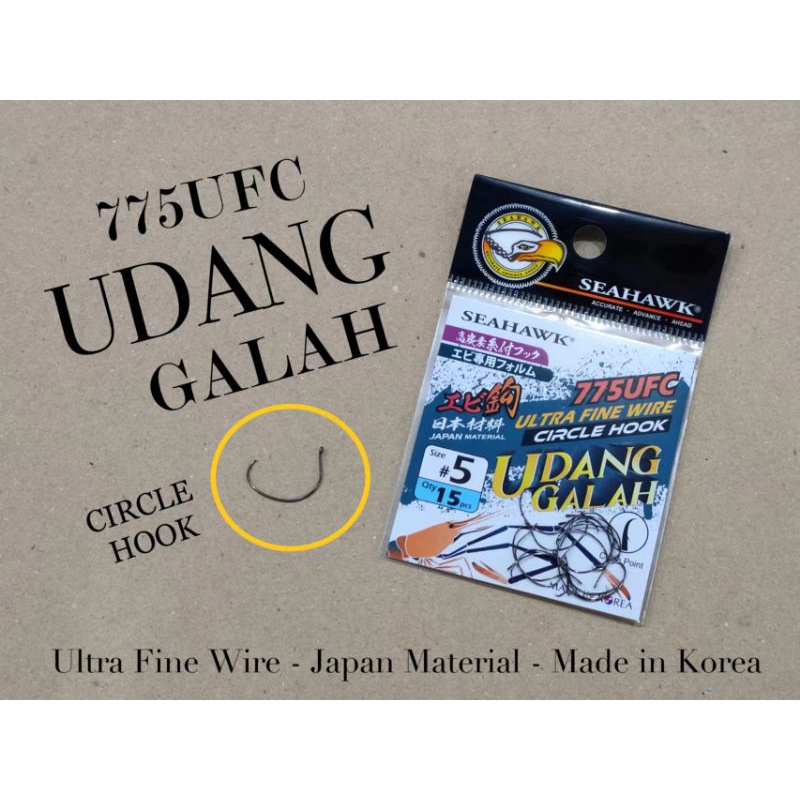 Mata Maut Kail Udang SEAHAWK 775UFC Ultra Fine Wire Circle Hook Udang Galah Size #5#4#3#2#1