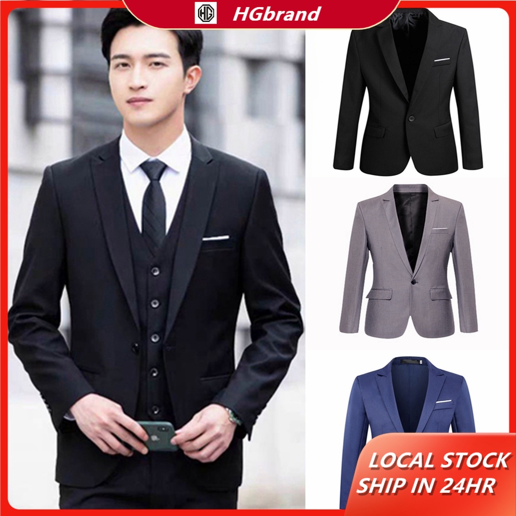 【Local Delivery】Men's Preferred Blazer Formal Business Outerwear Jacket Korean Suit Slim Fit Wedding Tuxedos Casual Lage Size