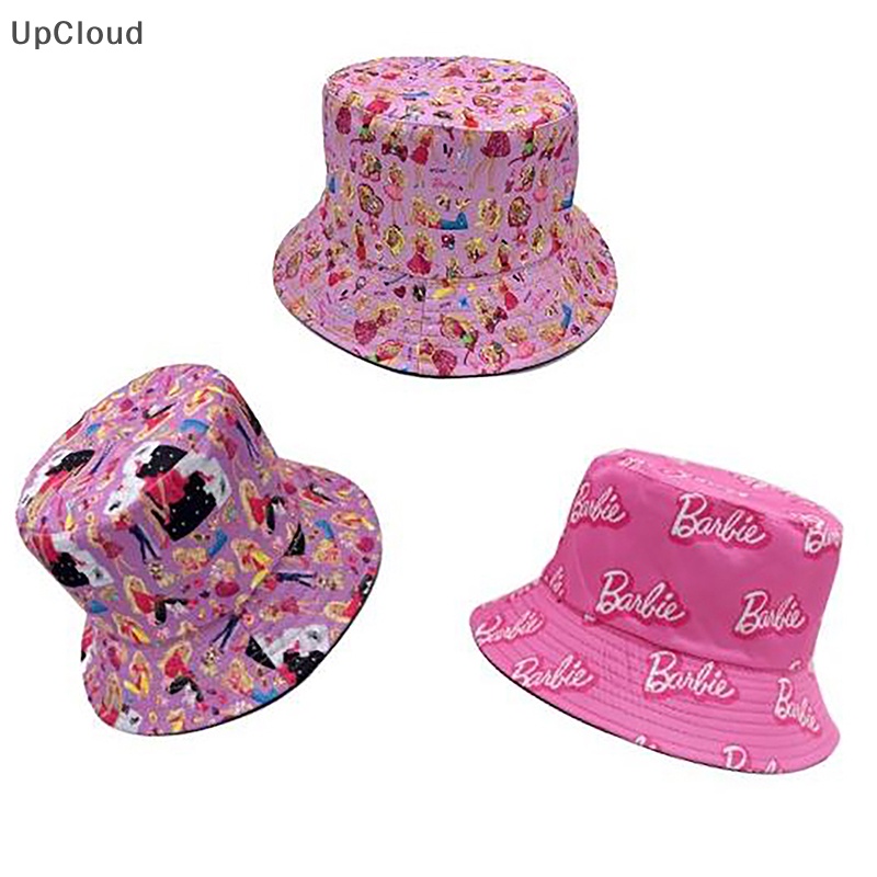 [UpCloud] Pring Barbie Fisherman Hat Pink Macaron Letter Bucket Cap Summer Beach Women Outdoors Casual Accessories For Girls Boutique