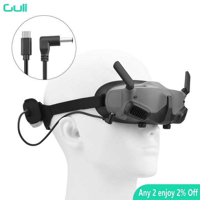 Gulilong Flight Goggles Battery Power Cable With Back Clip Compatible For Dji Avata Goggles 2 Glasses Accessories