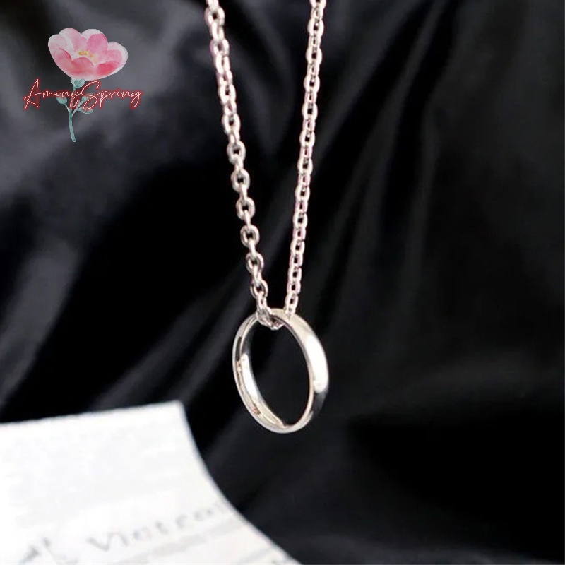 AmongSpring> Fashion Ring Pendant Necklace Metal Silver Color Couple Chain Necklaces Men Women Hip Hop Jewelry Gift new