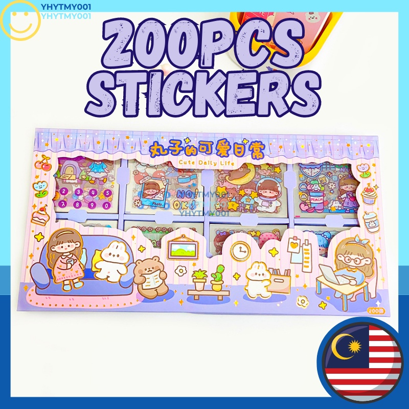 Multi Must READY!! 200pcs Happy Day Cute Stickers Box PVC Waterproof Sticker Notebook Planner Diar Course Tutorial Gu... - Image 3