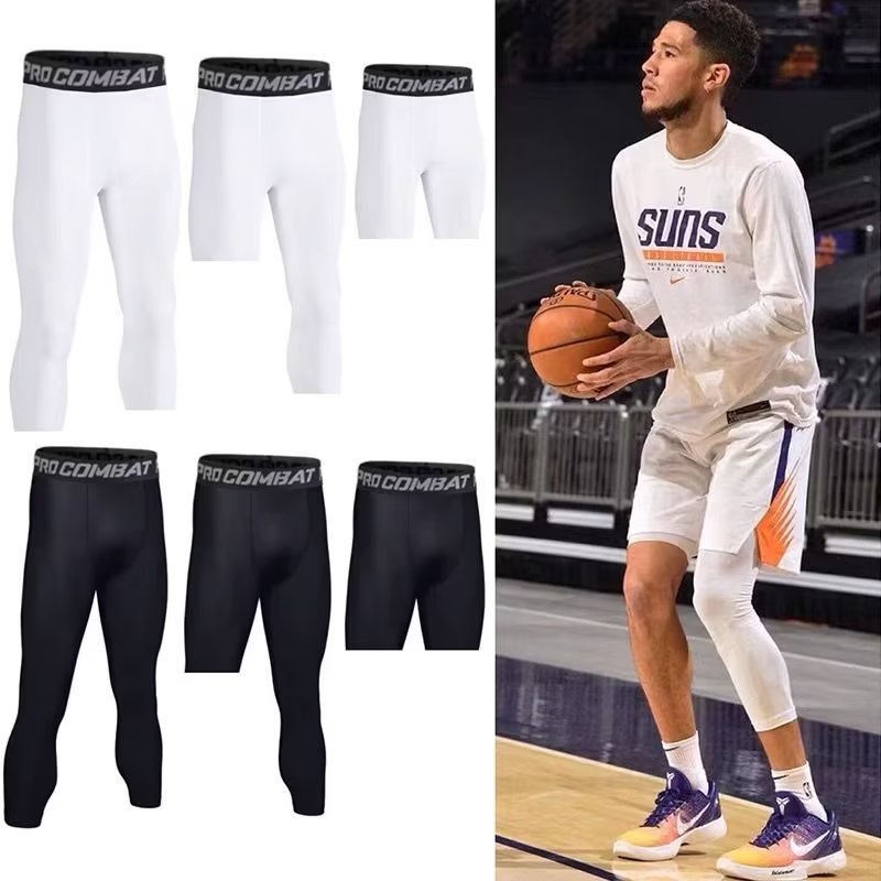 Men's Pro Combat Short Compression Pants Seluar Sukan Legging Tight Gym Running Fitness Adult Sport Pants 篮球紧身裤 运动短裤 Base Layer Basketball Tight Shorts Sport Cropped Pant Leggings Gym Fitness Exercise Cycling Black White