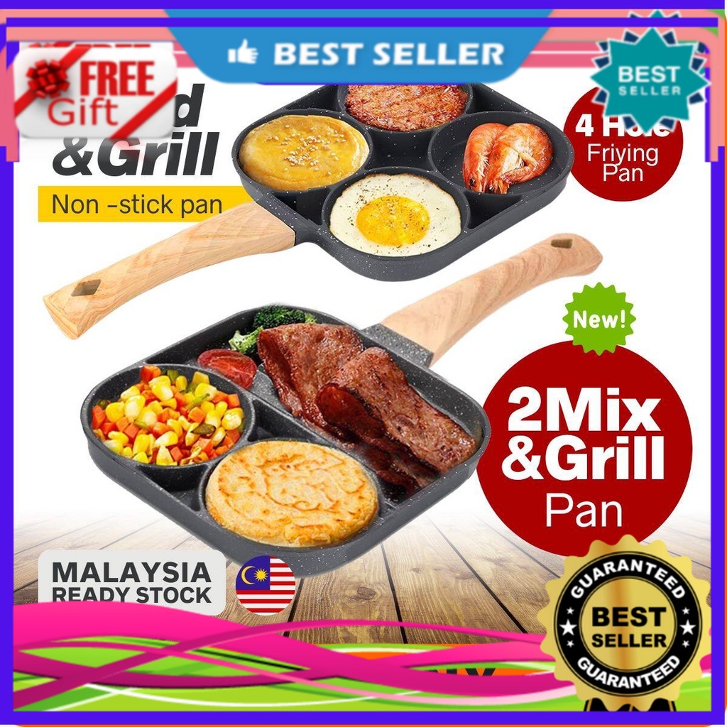 Fried egg burger non-stick small pan home frying pan breakfast egg burger  pancake pan mold four-hole omelette magic