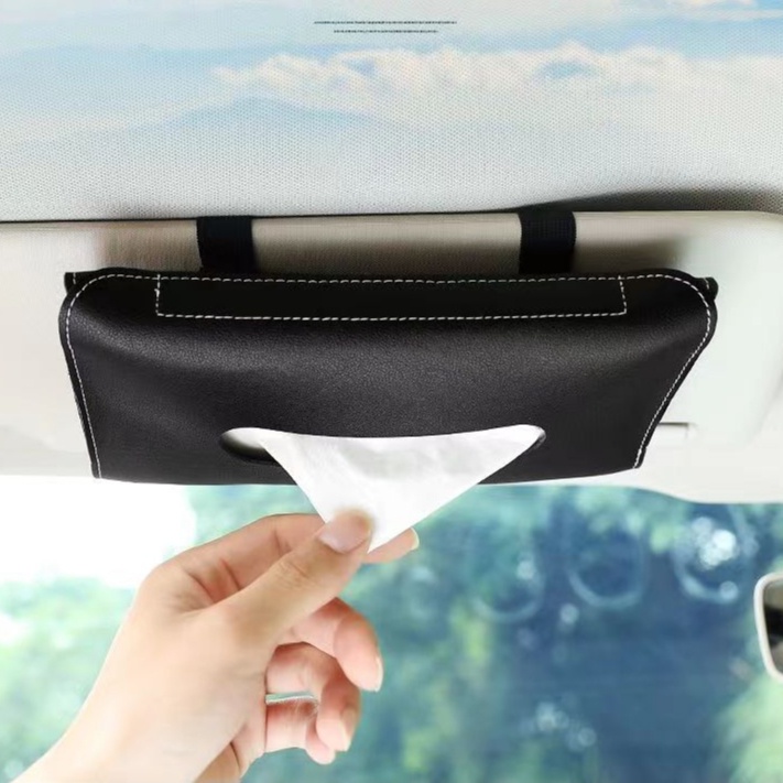 Reliable Premium 1set Universal Car Sun Visor Tissue Box Holder PU Leather Cover Case Accessories Toyota logo CHR Hil... - Image 3