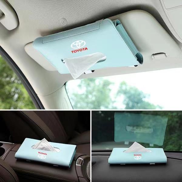 Reliable Premium 1set Universal Car Sun Visor Tissue Box Holder PU Leather Cover Case Accessories Toyota logo CHR Hil...
