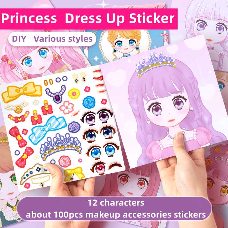 Kids Lovely Sisters Dress Up Sticker Girl Princess Style Dolls Change Clothes Scrapbooking Craft Gift For Girl Educational Toys Handicraft公主换装贴纸
