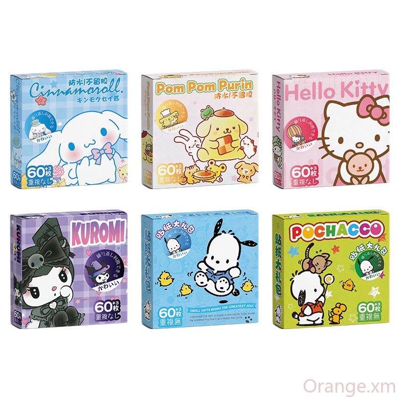 [Hot] 60pcs Sanrio Kuromi Hello Kitty Sticker Cartoon Cute Graffiti Card Laptop Manual Mug Decorative Box Sticker