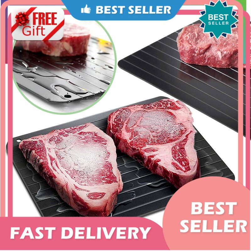 FREE GIFT+KL STOCK Fast Defrosting Aluminum Tray Thawing Plate Defrost Meat  Frozen Food Gadget Reusable Kitchen Tools