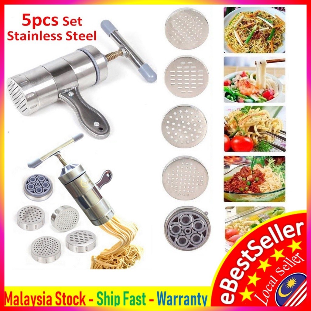 5pcs Set Mold DIY Stainless Steel Noodle Maker Pressure Surface Machine mesin mee Spaghetti Murukku