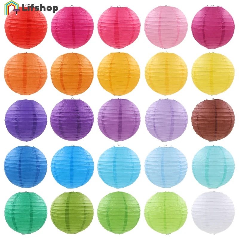 High-quality Handmade Paper Lanterns / Outdoor Party Decoration / 6-inch Circular Paper Lantern / Multicolored Paper Lanterns for Party, Birthday, Wedding / Hanging Paper Lantern