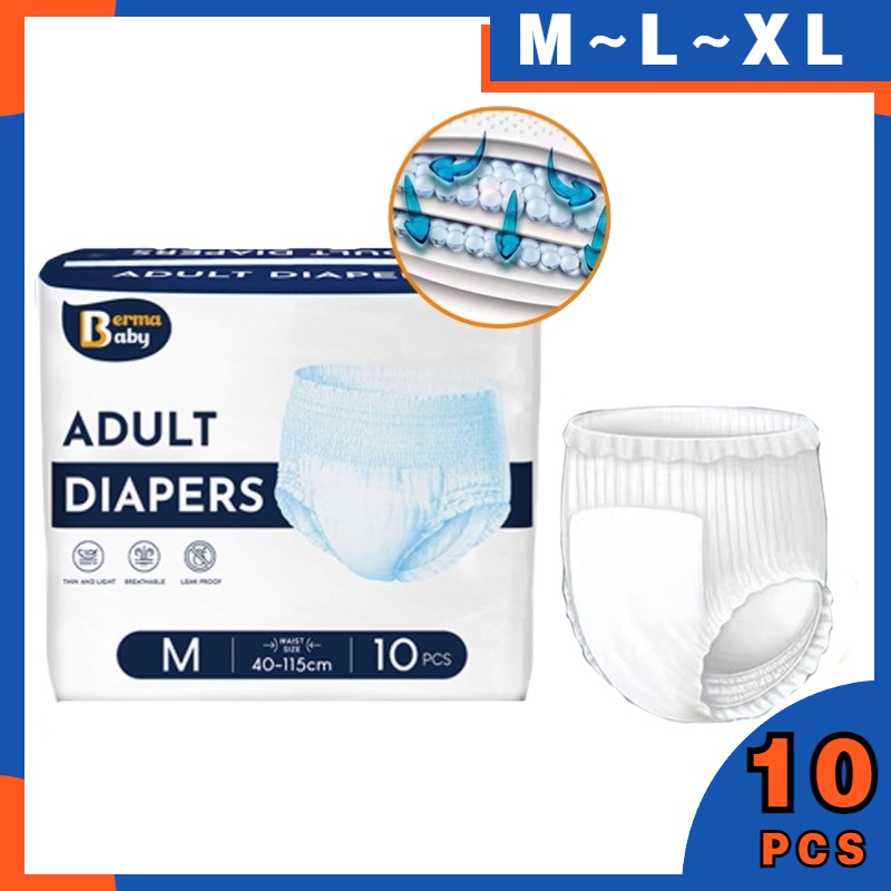 Adult Diaper Adult Pull-Up Pants Breathable High Absorption Leak-Proof M/L/XL (10pcs/1pack)