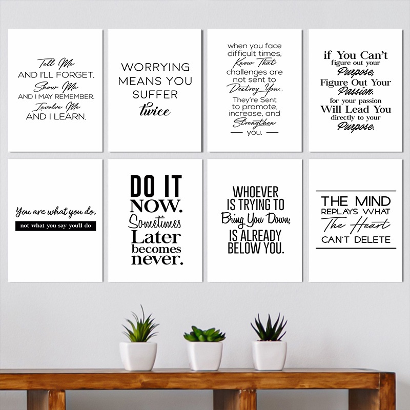 Motivational Minimalist Decor Positive Energy Phrases Words Painting Black and White Quote Home Decor Poster Wall Art