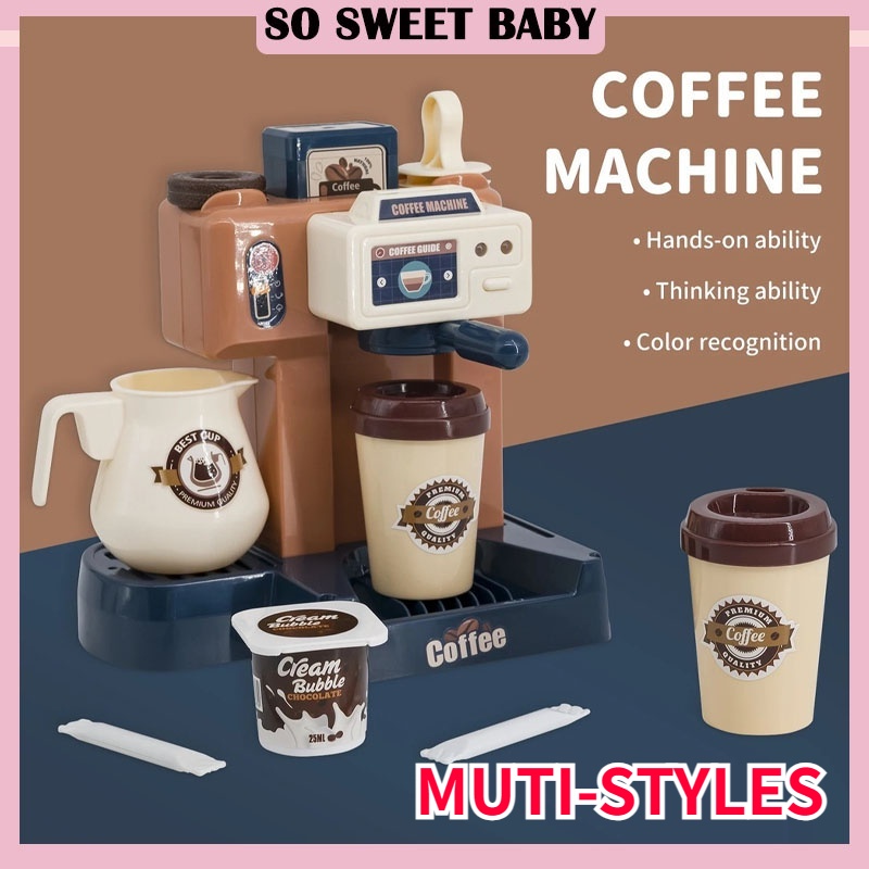 Pretend Play Coffee Machine Ice Cream Noodles Machine Toy Set Kitchen Toys for Kids Sound&Light Mainan Masak Masakan