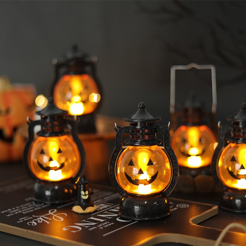 Halloween Portable Pumpkin Lamp Decoration Props Horse Lamp Oil Lamp led Luminescent Lamp Cake Decoration Layout