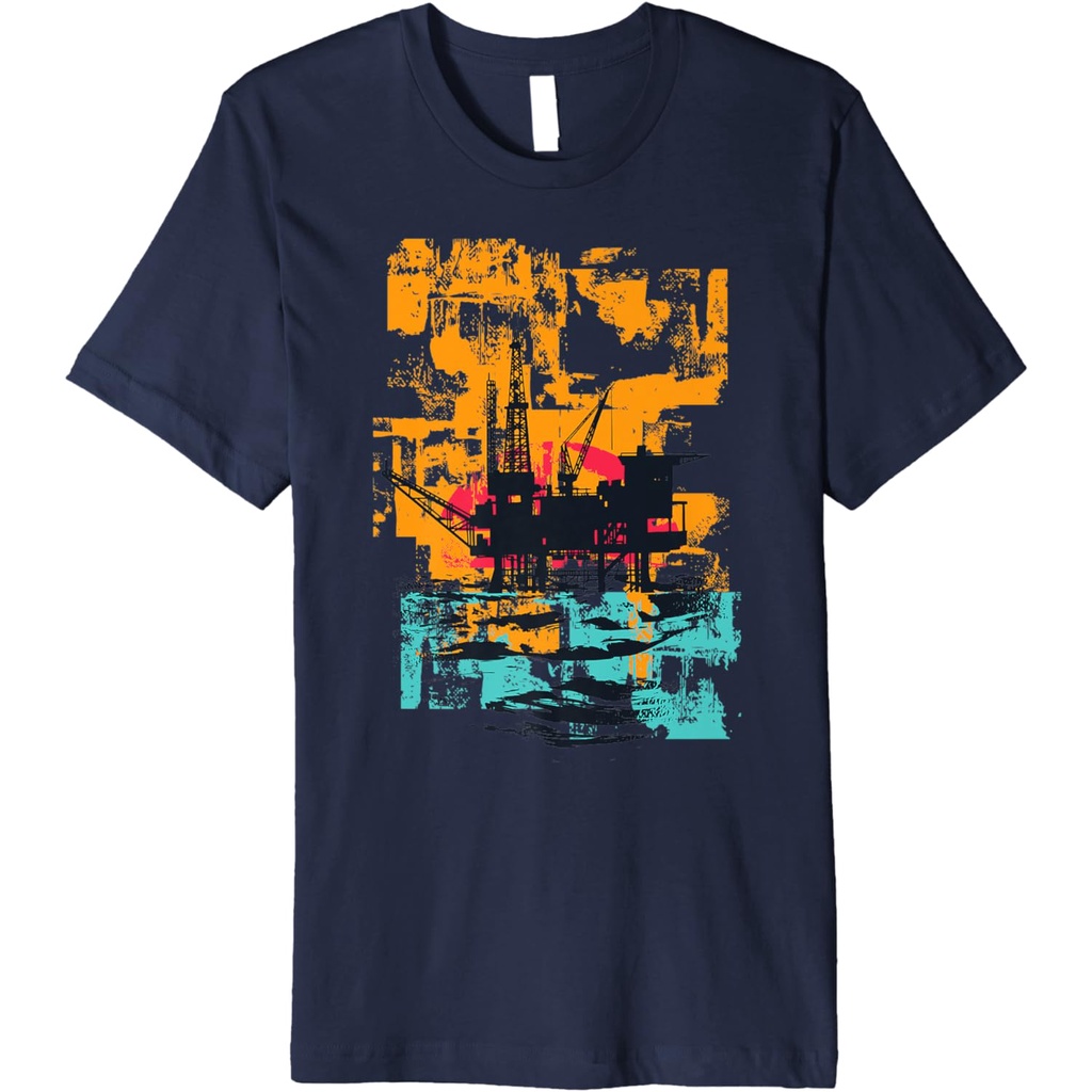 Men's Large T-shirt Offshore Oil Rig Oilfield Worker Retro Premium T-Shirt 4XL , 5XL , 6XL