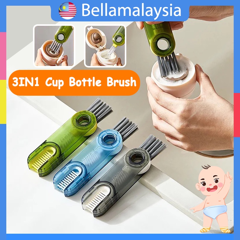 Bella 3in1 Bottle Brush Lid Cleaning Tool Household Bottles Cap Accessories Remove Gap Grooves Berus Penutup Botol