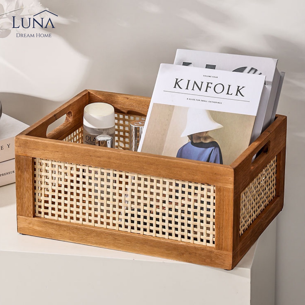 LUNA [Classic Wooden Organiser] Ins Table Organiser Jewelry Cosmetic Key Storage Box Household Decorative Accessories