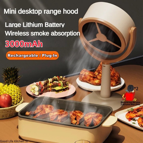 Mini Desktop Range Hood USB Rechargeable Portable Travel Barbecue Range Hood Dormitory Dining Table Smoking Device