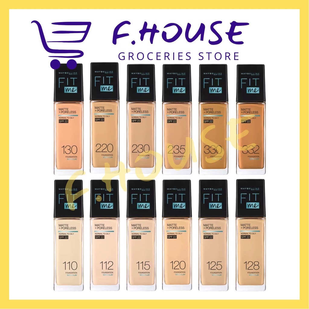 Maybelline Fit Me Matte + Poreless Liquid Foundation SPF 22 Suitable For Oily & Sensitive Skin, Non Comedogenic (30ml)