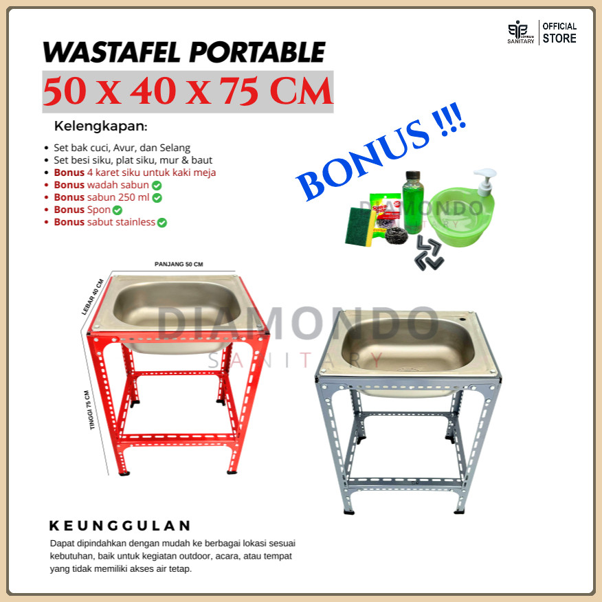 LOVELIN Portable Dish Sink Portable Sink Size 50x40Cm Portable Stainless Steel Portable Kitchen Sink Set Complete Disassembly Plus Avur Hose and Swan Faucet Flexible Premium Safe Packing Using New Premium Thick Cardboard