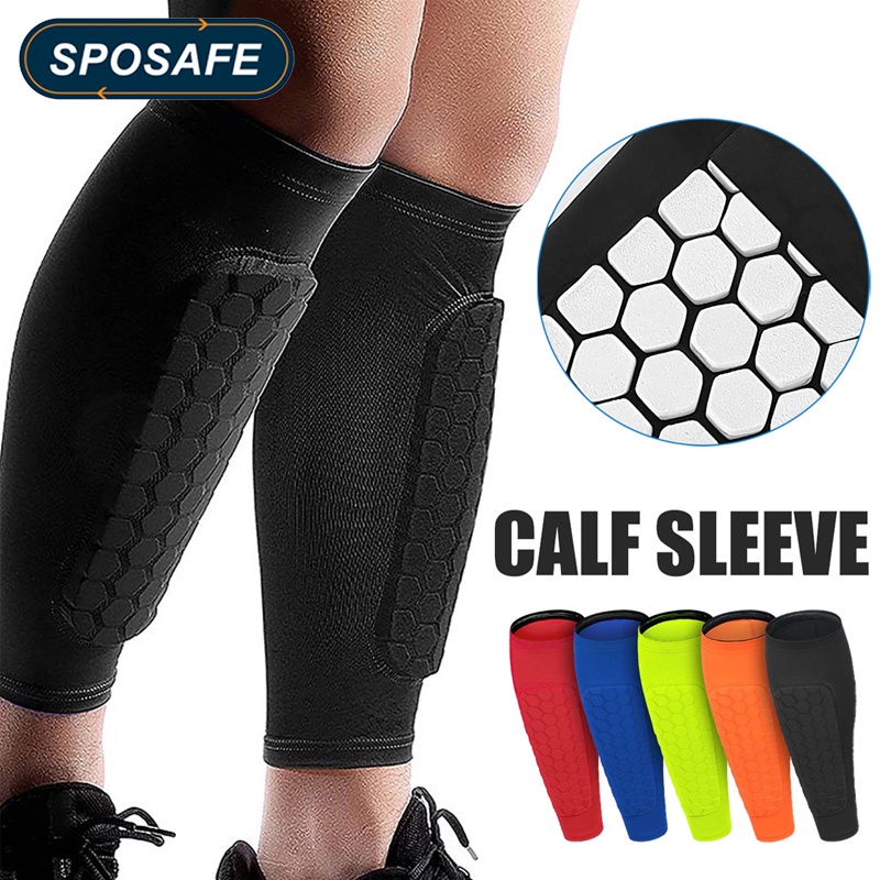 Durable Premium SPOSAFE 1Pcs Soccer Shin Guards Pads Women Men Calf Compression Sleeve Honeycomb Protective Football ... - Image 4