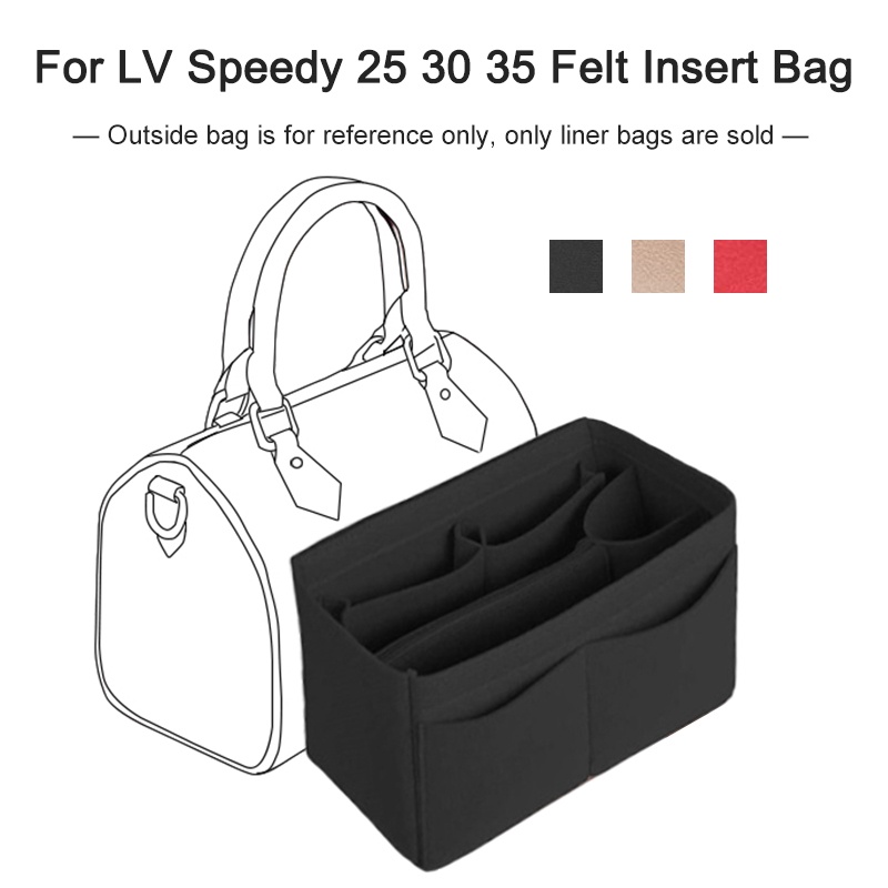 Felt Insert Bag Organizer For LV Speedy 20 25 30 35 Handbag Inner Bag Makeup Travel Purse Storage Tote Bag Accessories