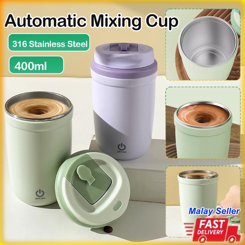 400ml Automatic Self Stirring Mug Cup USB Rechargeable Electric 316 Stainless Steel Coffee Milk Mixing Cup Leak-proof