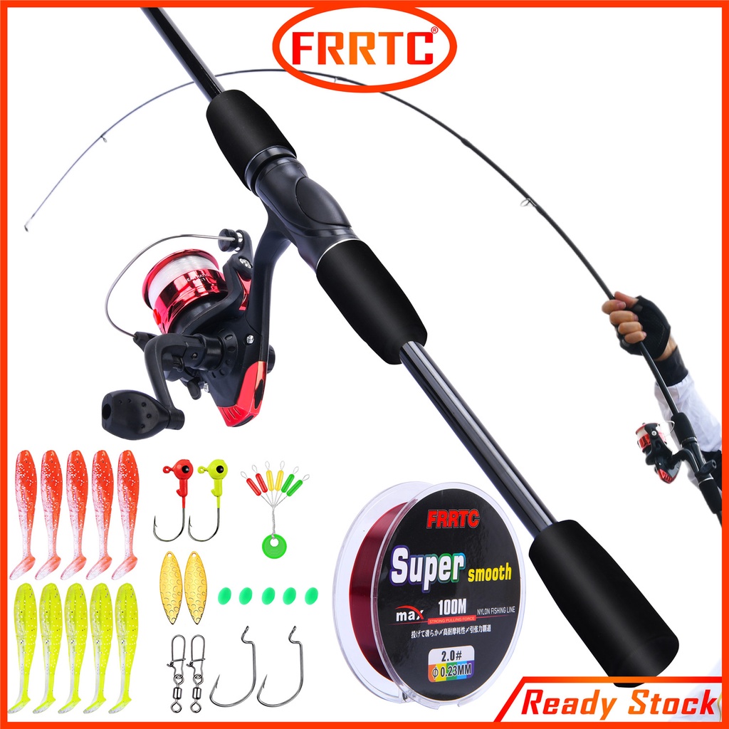 FRRTC Spinning Rod Reel Set Fishing Rod Fishing Reel with Fishing Line Fishing Lure Full Set for Bass Fishing Pancing