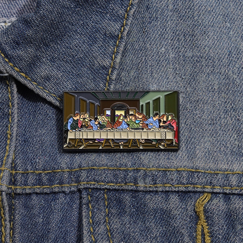 Italian Painter Leonardo Da Vinci's "The Last Supper" Mural Enamel Brooch Jesus' Twelve Disciples Alloy Backpack Badge Clothing Accessories Gifts