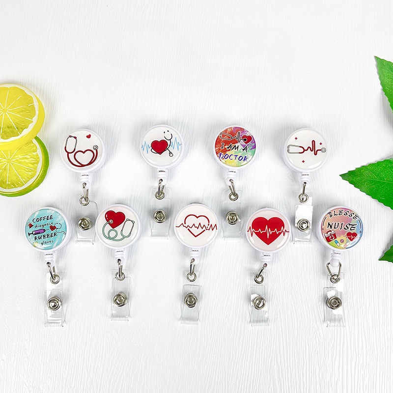 Nurses Doctors Retractable Badge Reels Cartoon Pattern Uniform Pocket Clips Work Card Holder Hospital Supplies