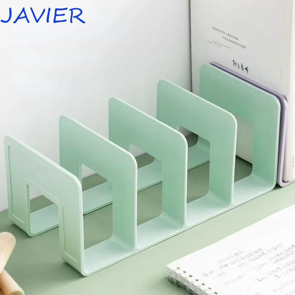 JAVIER Divider Book Stand, Display 4 Grid Desktop Bookends, Save Space Durable Bookshelf Sturdy Desk File Sorter Magazine