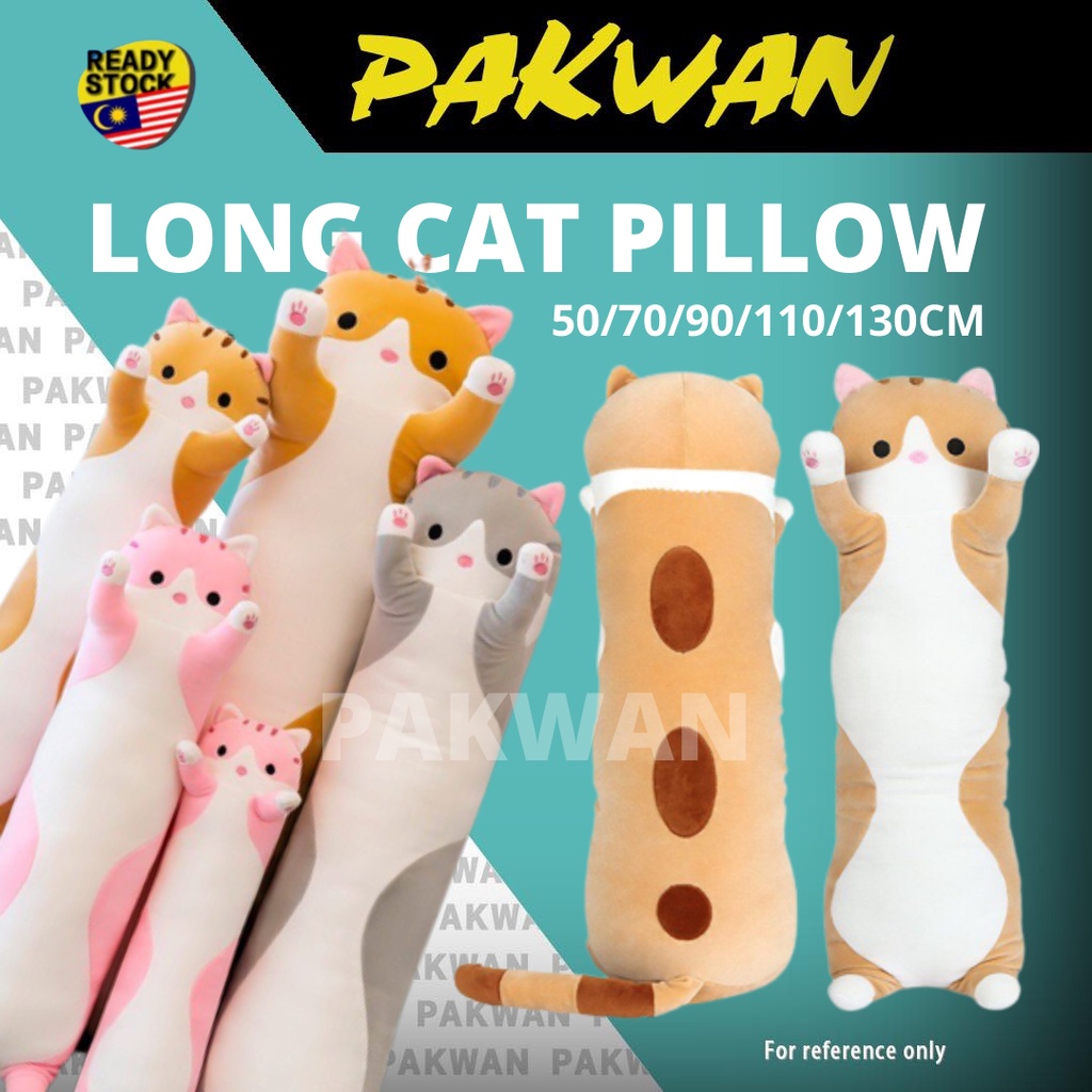 Long Cat Plush Toy Pillow 50/70/90CM Stuffed Doll Bantal Peluk Kucing Panjang Cute Bantal Baby kids birthday gifts