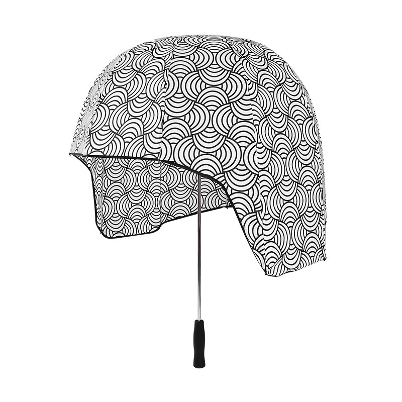 [Ready Straw] Cute Helmet Umbrella Rain Or Dual-Use Sunscreen Net Children Sunshade Couple Double Outdoor Transparent Fo