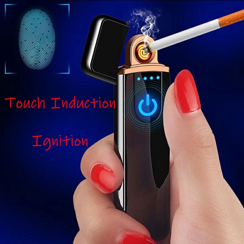 Portable USB Rechargeable Touchscreen Electronic Dual Pulse Arc Cigarette Lighter