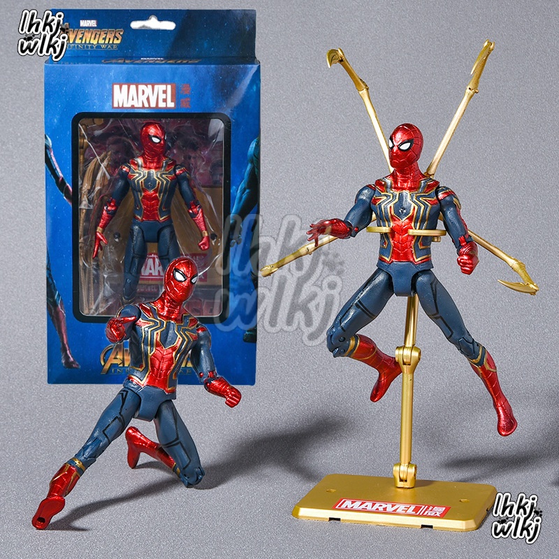 17cm SpiderMan Action Figure Avengers Iron Spider Luminous Toy Children Decoration Souvenir Give To Children