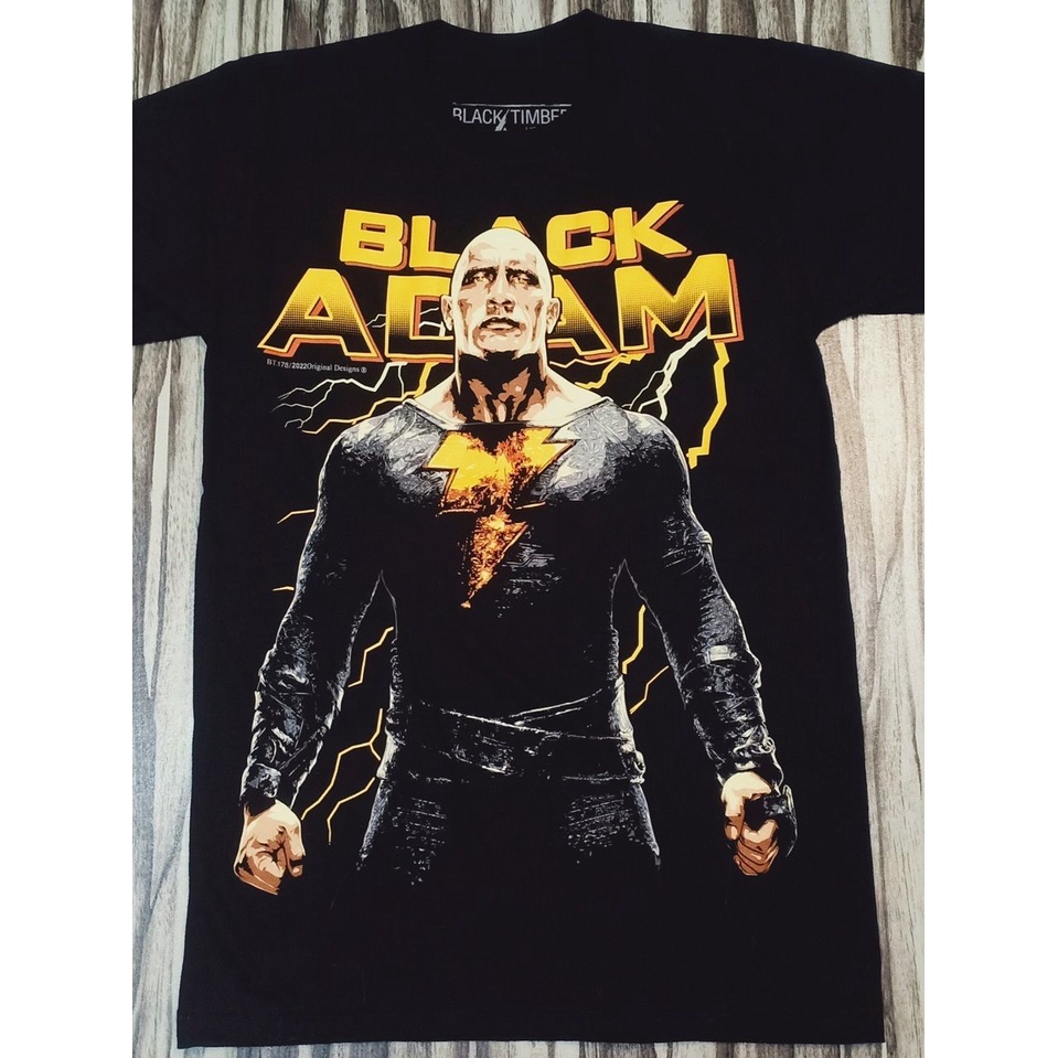 BT178 FANART BLACK ADAM DWAYNE THE ROCK JOHNSON DC COMIC SUPERHERO MOVIE COLLECTION ORIGINAL BLACK TIMBER COTTON T-SHIRT