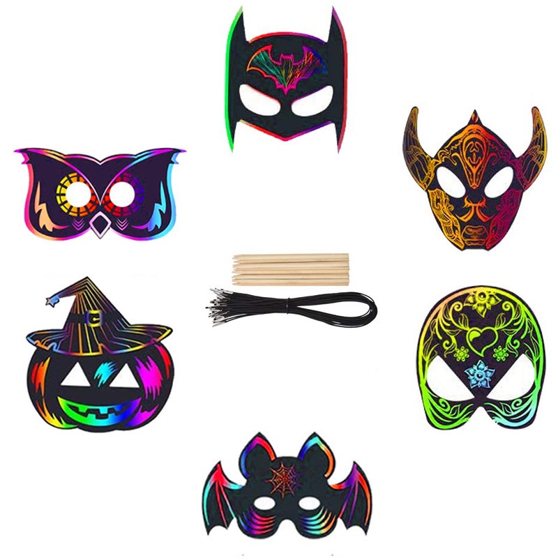 Quality Purpose Halloween Scratch Painting Animal Mask Children Birthday Party Ball DIY Classroom Decoration Props - Image 5