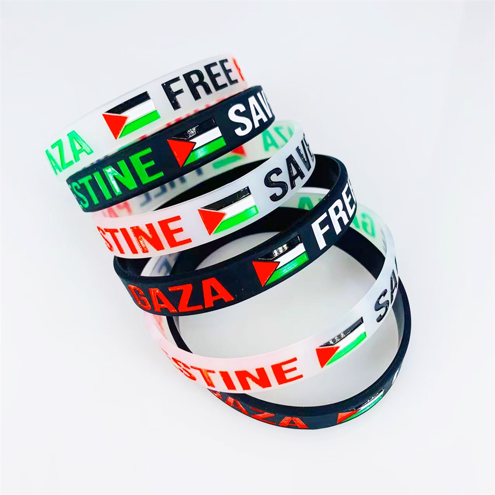 1pcs Palestinian Flag Bracelets Elastic Wrist Strap for Women Men Charm Sports Wristband Free Peace and Love