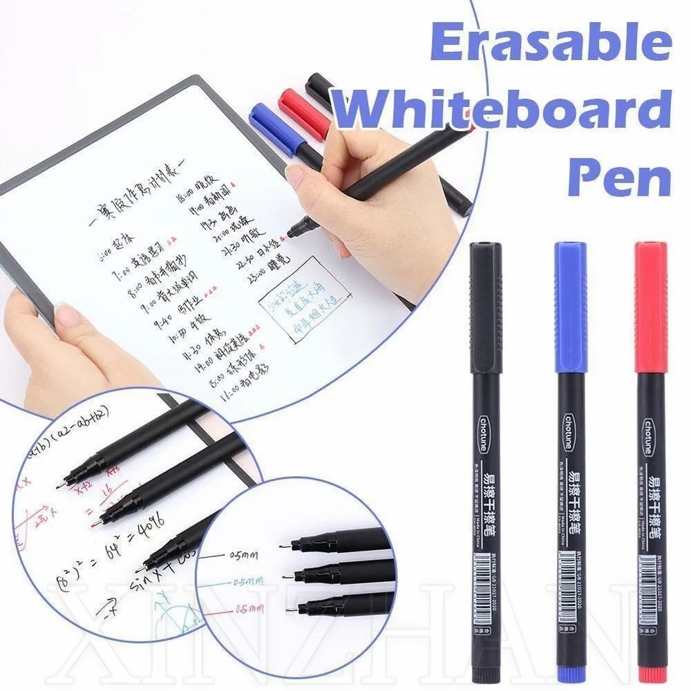Ultra Fine Tip Erasable Marker / 0.5mm Erasable Whiteboard Pen / Office School Student Stationery / Black Red Blue Dry Erase Markers / Teacher Teaching Accessories