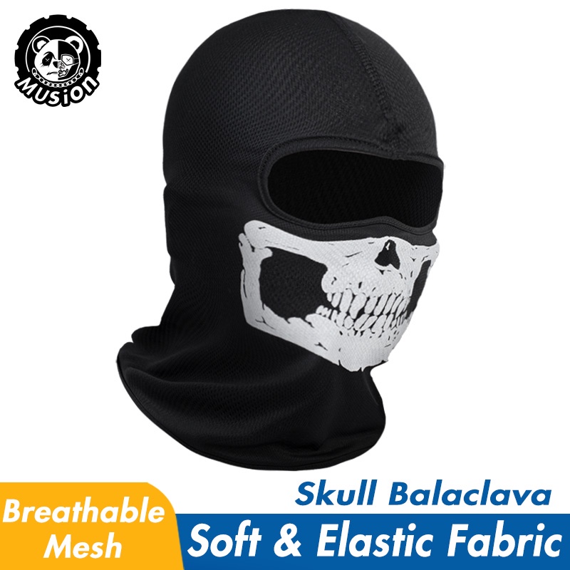 Musion COD Ghost Mask Call of Duty Skull Balaclava Full Face Mask Skull Print Cosplay Halloween Costume Mask Topeng Muka Penutup Muka Rider