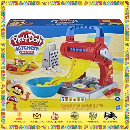 Play-Doh Kitchen Creations Noodle Maker Machine Party Playset Non Toxic Clay Dough Colors for Kid 3 Years Boy Girl