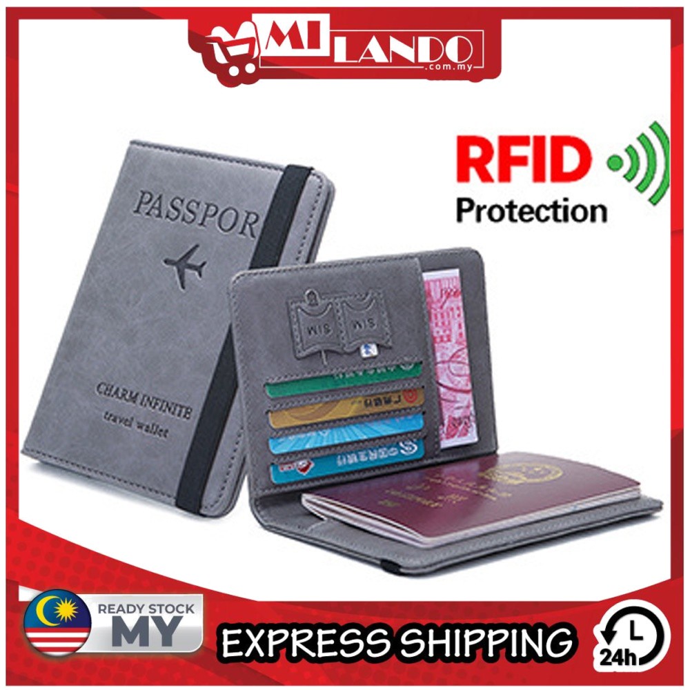 MILANDO Travel Passport Holder Cover Wallet RFID Blocking PU Leather Travel Document Organizer Case 护照套 (Type 3)