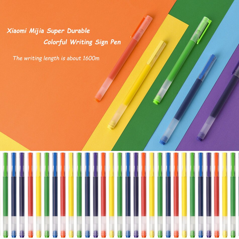 Have Premium 5Pcs Xiaomi Mijia Super Durable Colorful Writing Sign Pen 5 Colors Mi 0.5mm Gel Signing Pens School Offi...